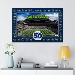 Seattle Seahawks 50th Anniversary Rectangle Canvas With Inner Frame - MAITM14447