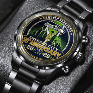 Seattle Seahawks Black Stainless Steel Watch - TMTHU3320