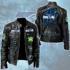 Seattle Seahawks Motorcycle Leather Jacket - TMTHU3350