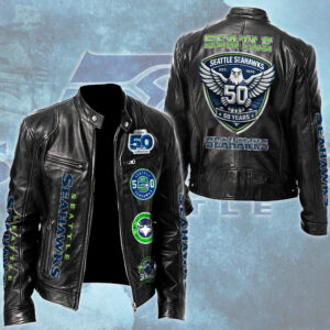 Seattle Seahawks Motorcycle Leather Jacket - TMTHU3410