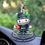 Seattle Seahawks x Hello Kitty Custom shape 2-sided Acrylic Car Ornament – TMTHU3278