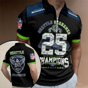 Seattle Seahawks Zip Polo Shirt - TMTHU3549