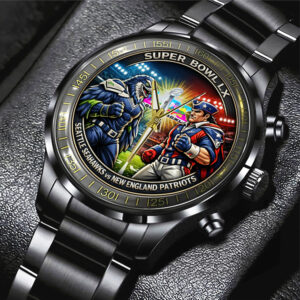 Seattle Seahawks x New England Patriots Super Bowl LX 2025 Black Stainless Steel Watch - TMTHU3473