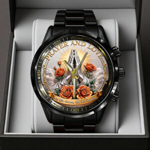 Prayer and Love Black Stainless Steel Watch - TANTN19991