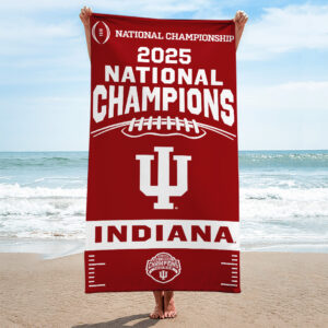 Indiana Hoosiers Football 2025 National Champions Rectangle Beach Towel - TANTN20148