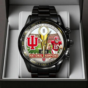 Indiana Hoosiers Football 2025 National Champions Black Stainless Steel Watch - TANTN20468