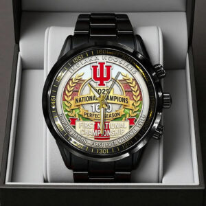 Indiana Hoosiers Football 2025 National Champions Black Stainless Steel Watch - TANTN20470