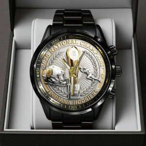 Indiana Hoosiers Football 2025 National Champions Black Stainless Steel Watch - TANTN20479