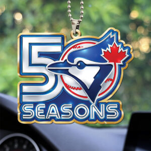 Toronto Blue Jays 50th Anniversary Custom shape 2-sided Acrylic Car Ornament - TANTN20490
