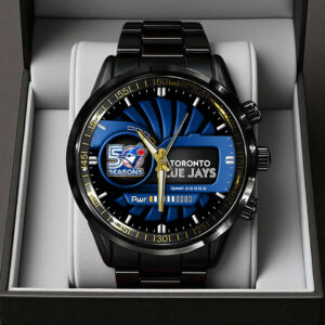 Toronto Blue Jays 50th Anniversary Black Stainless Steel Watch - TANTN20542