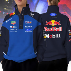 Red Bull Racing 3D Snap Button Collar Sweatshirt - TANTN20567