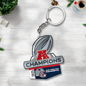 New England Patriots 2025 AFC Champions Custom Shape 2-sided Keychain - TANTN20613