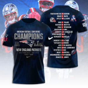 New England Patriots 2025 AFC Champions 3D Apparel - TANTN20626
