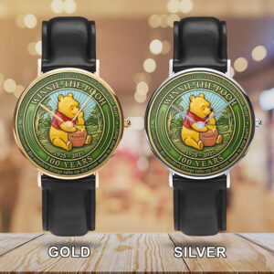 Winnie-the-Pooh 100th Anniversary Black Stitched Leather Watch - MAITM14502