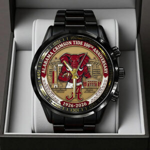 Alabama Crimson Tide Football 100th Anniversary 2026 Black Stainless Steel Watch - TANTN21313