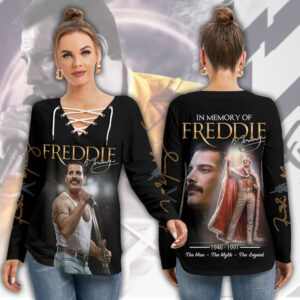 Freddie Mercury Women’s Long Sleeve Neckline Tie Sweatshirt – MAITM14729