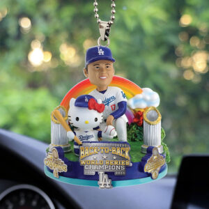 Hello Kitty x Shohei Ohtani x Los Angeles Dodgers Custom shape 2-sided Acrylic Car Ornament - TMTHU3708