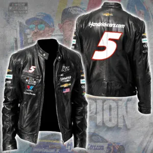Kyle Larson 2025 NASCAR Cup Series Champion Motorcycle Leather Jacket - GNE5028
