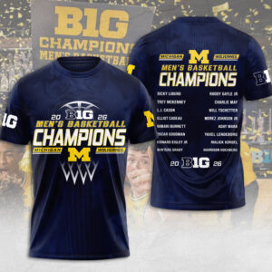 Michigan Wolverines Men's Basketball 2026 Big Ten Champions 3D Apparel - MAITM14906