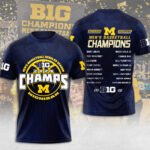 Michigan Wolverines Men’s Basketball 2026 Big Ten Champions 3D Apparel – MAITM14907