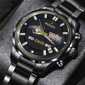 Montana State Bobcats Football 2025 National Champions Black Stainless Steel Watch - MAITM14755