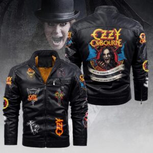 Ozzy Osbourne 2D Leather Yellow Fleece Jacket - HOATT16114