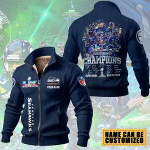 Personalized Seattle Seahawks Thick Knit Fleece Jacket - TMTHU4040