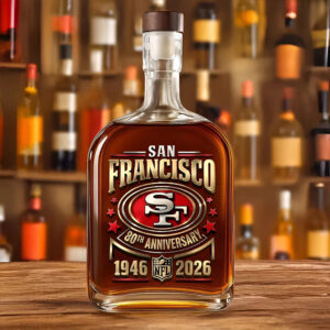 San Francisco 49ers 80th Anniverasry 25oz Empty Whiskey Bottle - TMTHU3899