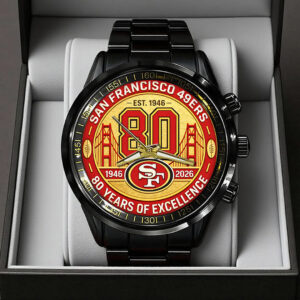 San Francisco 49ers 80th Anniversary 2026 Black Stainless Steel Watch - TANTN21317