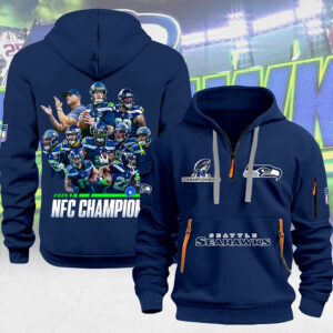 Seattle Seahawks 2025 NFC Champions 2D Quarter Zip Hoodie - MAITM14705