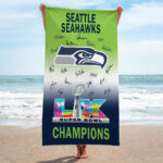 Seattle Seahawks 2025 Super Bowl LX Champions Rectangle Beach Towel – TMTHU3866