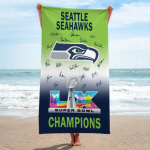 Seattle Seahawks 2025 Super Bowl LX Champions Rectangle Beach Towel - TMTHU3866