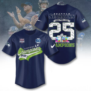 Seattle Seahawks 2025 Super Bowl LX Champions Baseball Jersey - TANTN21075
