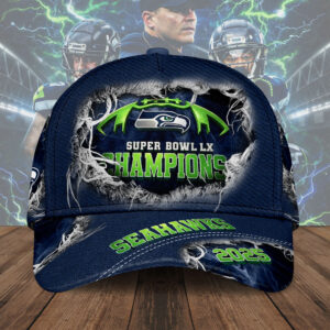 Seattle Seahawks 2025 Super Bowl LX Champions Classic Cap - TMTHU3852