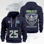Seattle Seahawks 50th Anniversary 2D Quarter Zip Hoodie – TMTHU3772