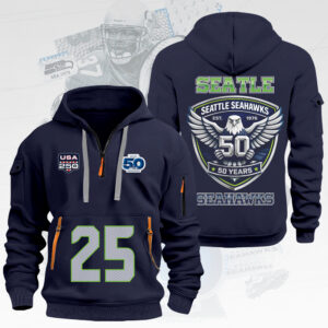 Seattle Seahawks 50th Anniversary 2D Quarter Zip Hoodie - TMTHU3772