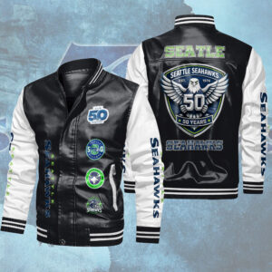Seattle Seahawks Leather Bomber Jacket - TMTHU3747