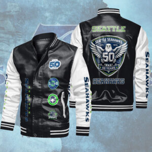 Seattle Seahawks Leather Bomber Jacket - TMTHU3747