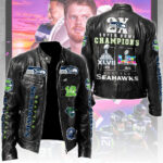 Seattle Seahawks 2x Super Bowl Champions Motorcycle Leather Jacket – TMTHU4010