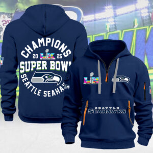 Seattle Seahawks Super Bowl LX Champions 2D Quarter Zip Hoodie - MAITM14790