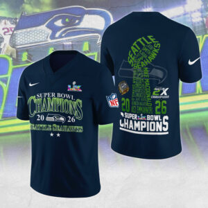 Seattle Seahawks Super Bowl LX Champions 3D Football Jersey - MAITM14861