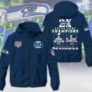 Seattle Seahawks Super Bowl LX Champions 3D Windbreaker Jacket - MAITM14816