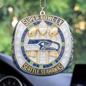Seattle Seahawks 2025 Super Bowl LX Champions Custom shape 2-sided Acrylic Car Ornament - HOATT16174