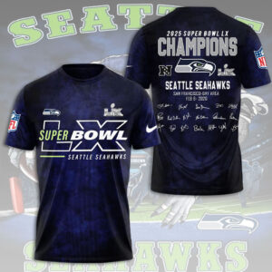 Seattle Seahawks 2025 Super Bowl LX Champions 3D Apparel - TMTHU3889
