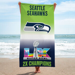 Seattle Seahawks 2025 Super Bowl LX Champions Rectangle Beach Towel - TANTN20992