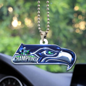 Seattle Seahawks 2025 Super Bowl LX Champions Custom shape 2-sided Acrylic Car Ornament - GNE5005