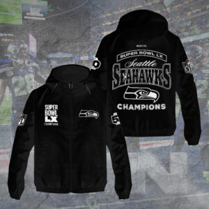 Seattle Seahawks 2025 Super Bowl LX Champions 3D Windbreaker Jacket - GNE5046