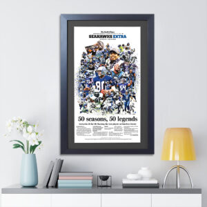 Seattle Seahawks 50th Anniversary 2026 Rectangle Canvas With Inner Frame - TMTHU3924