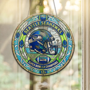Seattle Seahawks Super Bowl LX Champions Custom Shape Suncatcher - MAITM14859