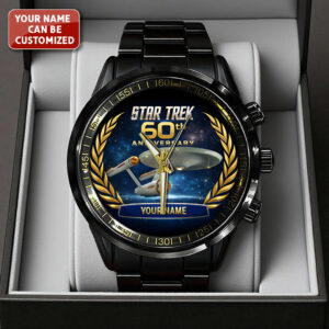 Personalized Star Trek 60th Anniversary 2026 Black Stainless Steel Watch - TANTN21223